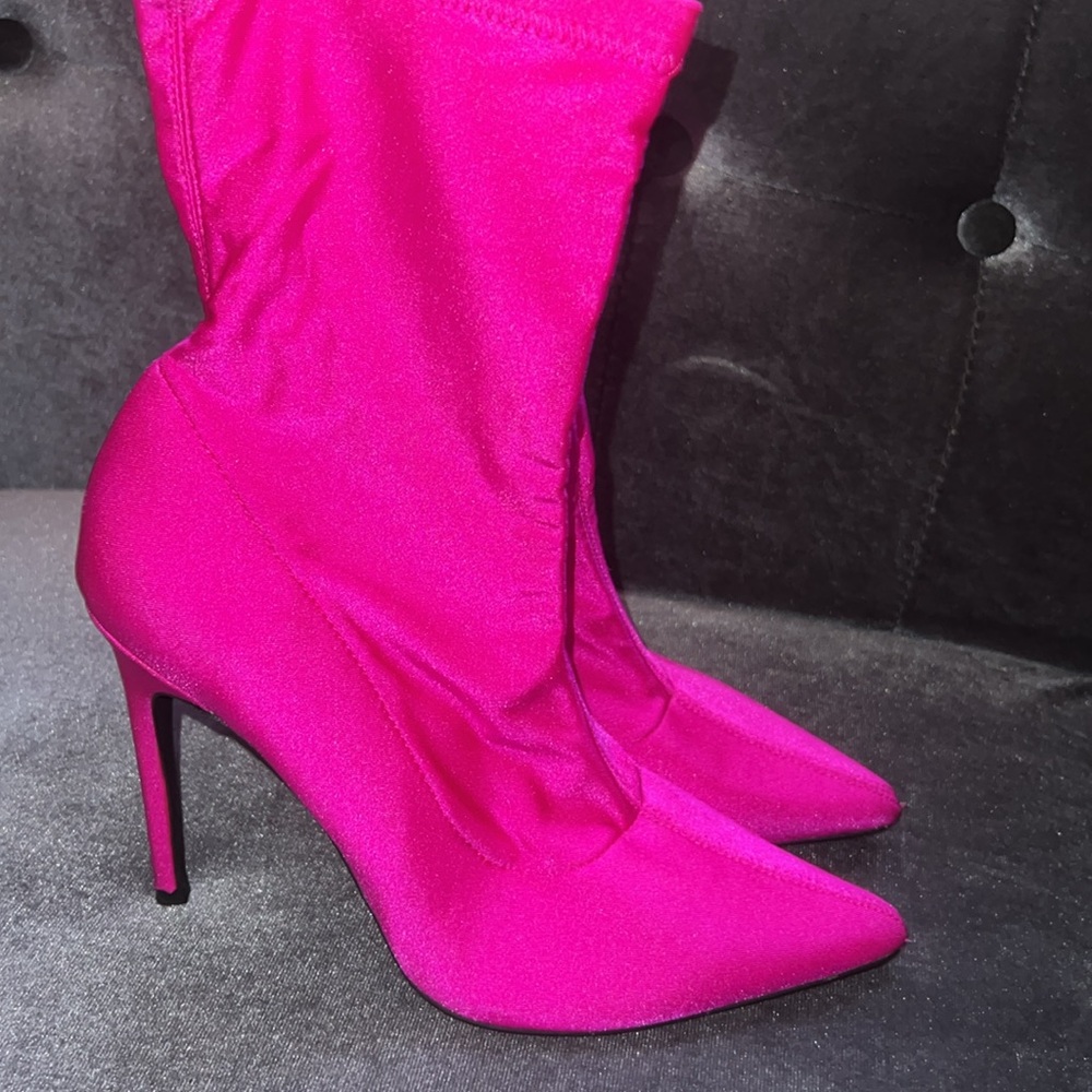 Forever 21 Hot Pink Sock Stiletto Boot